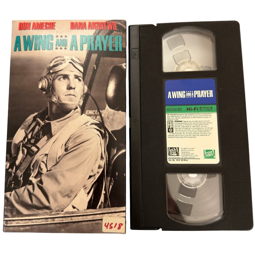 A Wing and a Prayer VHS 1991 Fox Video Don Ameche Dana Andrews War Movie 1910